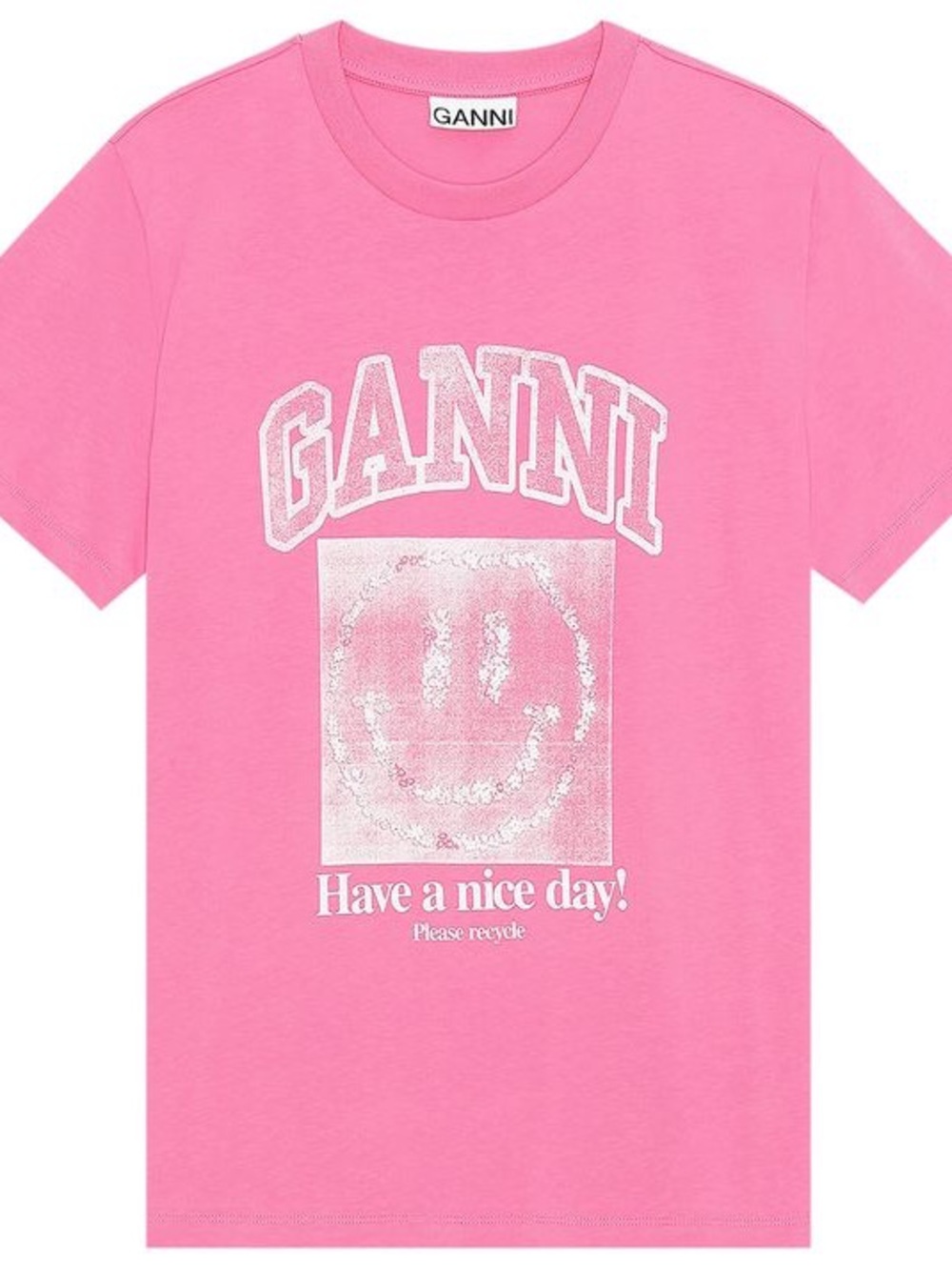 GANNI Basic Jersey Smiley-Print Relaxed T-Shirt size small SM